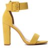 Żółte sandały na słupku z zapięciem Katie- Obuwie