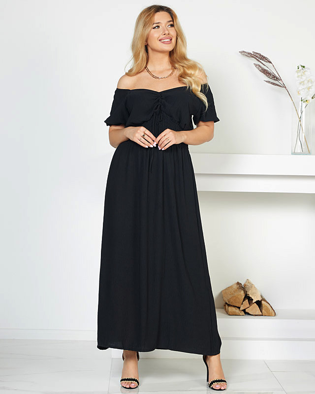 Чорна сукня максі з еластичною резинкою в талії