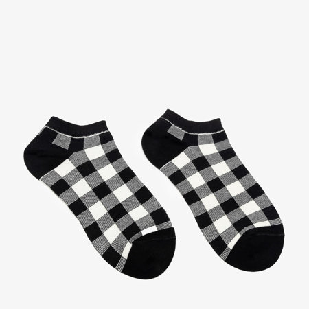Чорно-кремові картаті жіночі шкарпетки - Нижня білизна