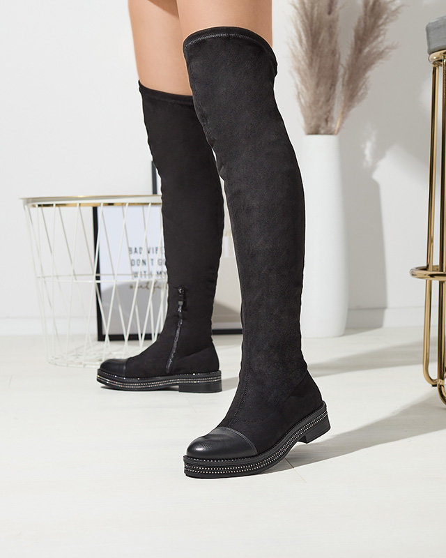 OUTLET Чорні жіночі чоботи вище коліна Meneii-Footwear