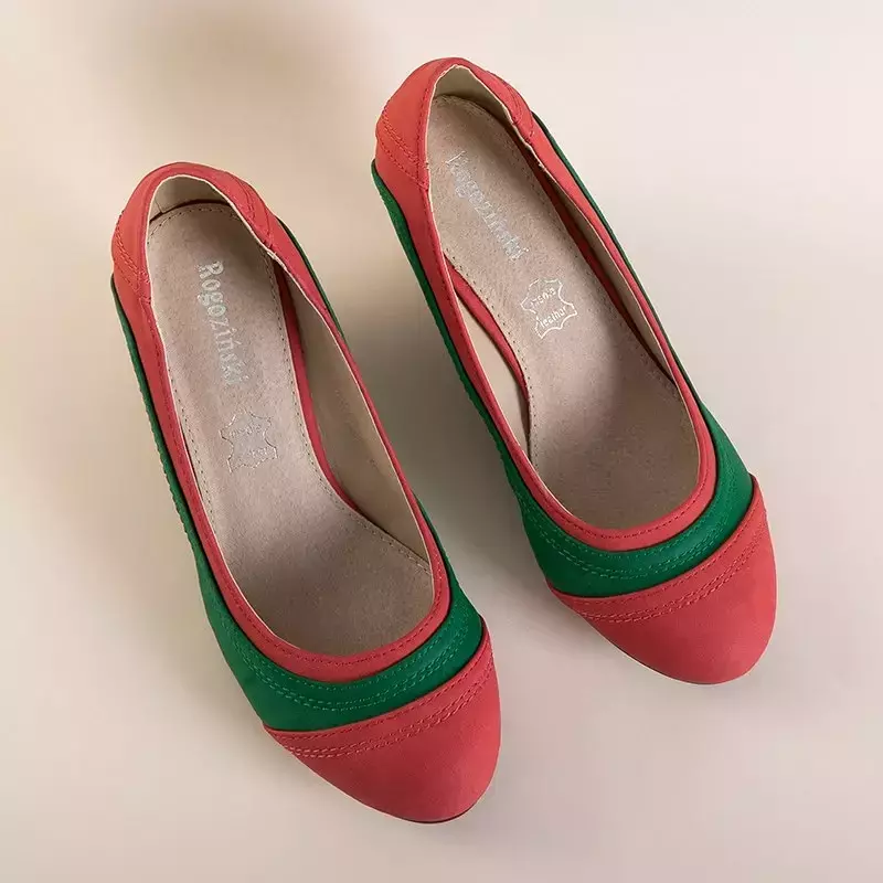 OUTLET Коралово-зелені жіночі туфлі на танкетці Linnea - Взуття