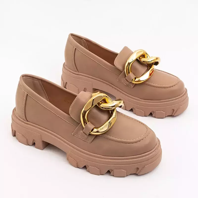 OUTLET Коричневі туфлі з золотим орнаментом Lygia - Взуття