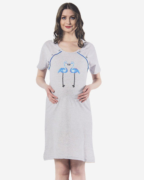 Сіро-блакитна сорочка для вагітних у формі фламінго - Одяг