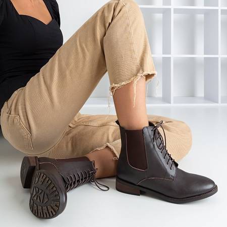 Темно-коричневі ботильйони на шнурівці Veto - Взуття