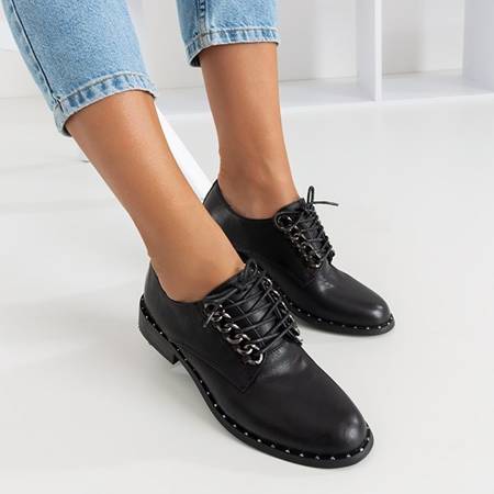 Жіночі чорні низькі черевики з орнаментом Kasaki - Взуття