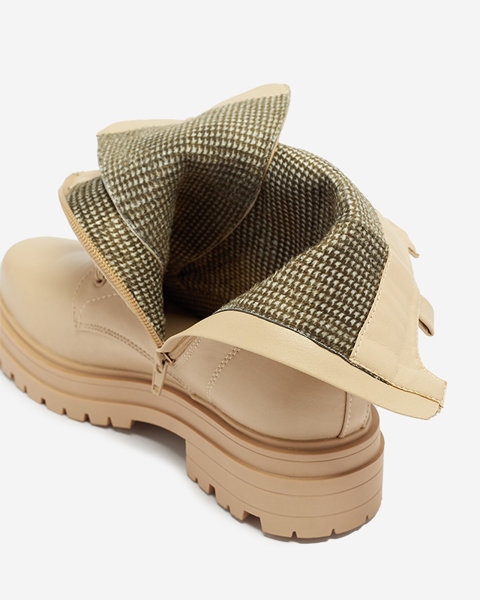 Бежеві жіночі черевики-баггі на плоскому каблуці Fetisa - Взуття