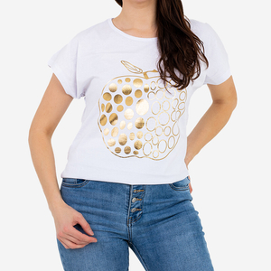 Біла жіноча футболка з золотим принтом PLUS SIZE