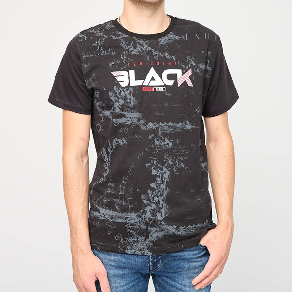 Чорна чоловіча футболка з принтом - Одяг