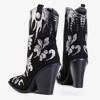 Чорні ажурні ковбойські черевики з фіанітами Mystrias - Взуття