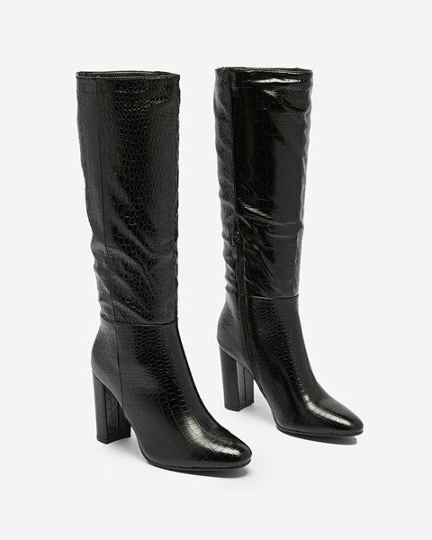 Чорні жіночі черевики на шпильці з тисненням Sappyo - Взуття