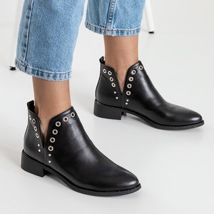 Чорні жіночі черевики з фурнітурою в срібному кольорі Rosina