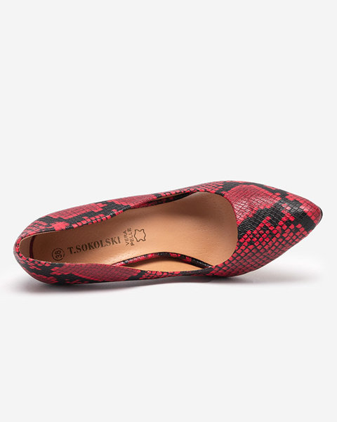 Чорно-червоні жіночі туфлі з тисненням під зміїну шкіру Zelixy - Взуття
