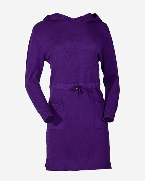 Фіолетовий жіночий светр-туніка з капюшоном