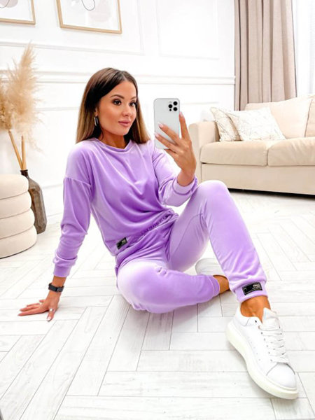 Фіолетовий жіночий велюровий спортивний комплект - Одяг