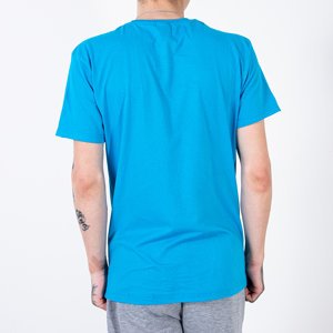 Яскраво-блакитна чоловіча футболка з принтом