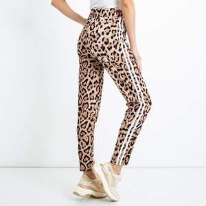 Коричневі жіночі штани з леопардовим принтом