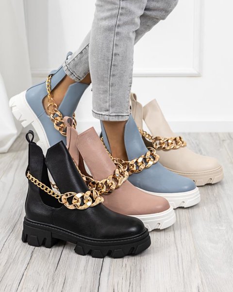 OUTLET Бежеві жіночі черевики з ланцюжком Tenkay - Взуття