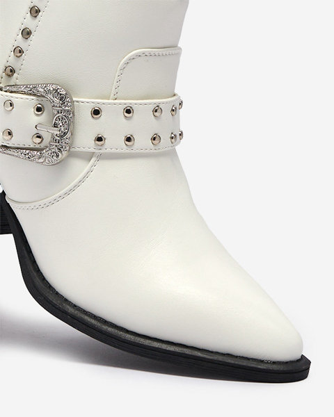 OUTLET Білі ковбойські чоботи на стійці зі стразами Hally- Footwear