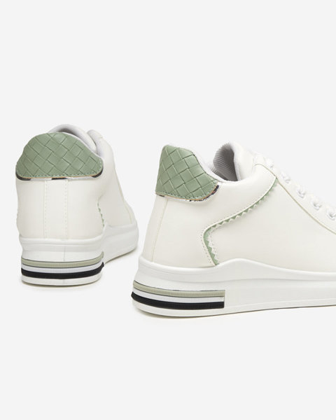 OUTLET Біло-зелені жіночі кросівки з прихованою танкеткою Uksy - Взуття
