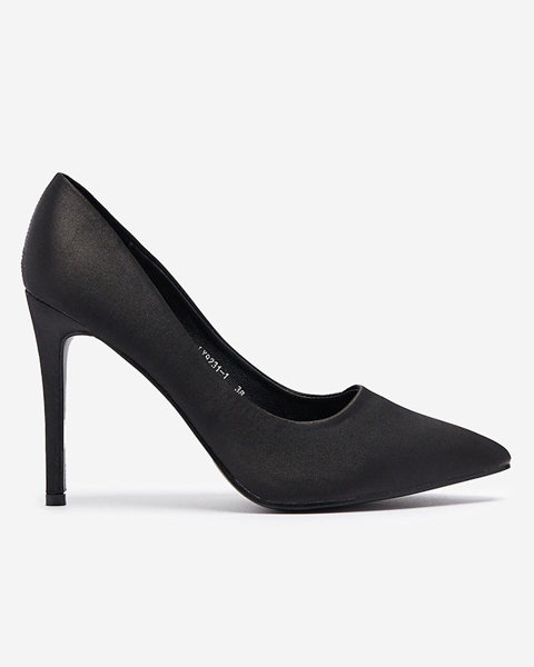 OUTLET Чорні жіночі атласні туфлі-човники на високій шпильці Norija - Взуття