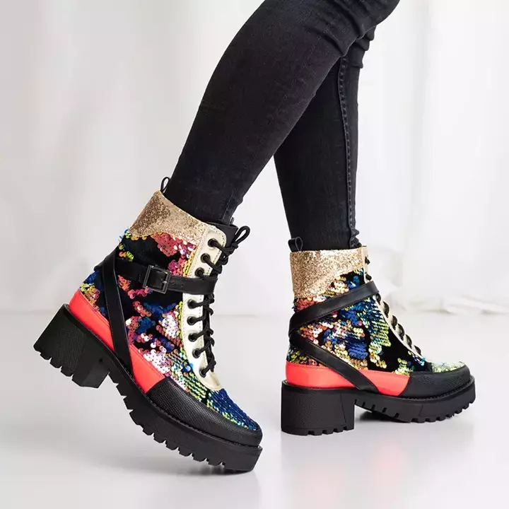 OUTLET Чорні жіночі чоботи з паєтками від Impresa - Взуття