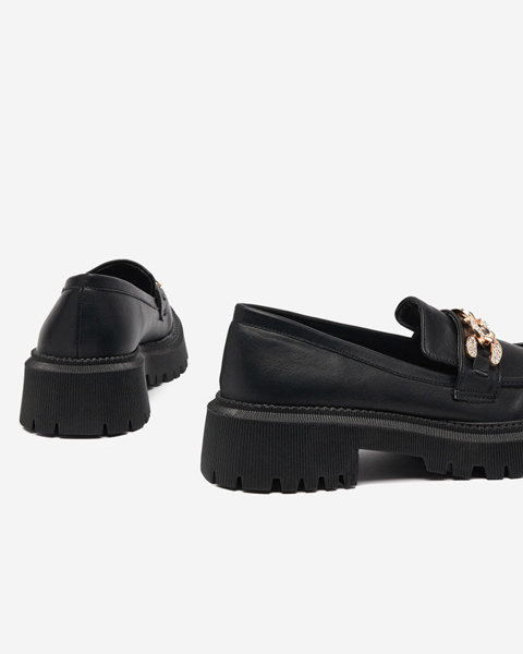 OUTLET Чорні жіночі туфлі з золотим ланцюжком Chemko- Footwear