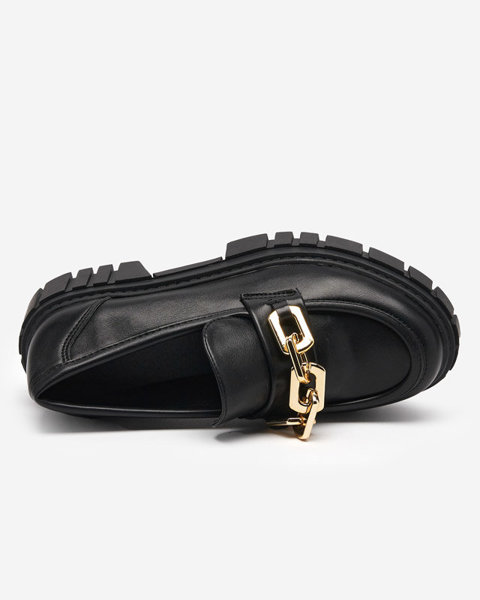 OUTLET Чорні жіночі туфлі з золотистим аксесуаром Plirose - Взуття