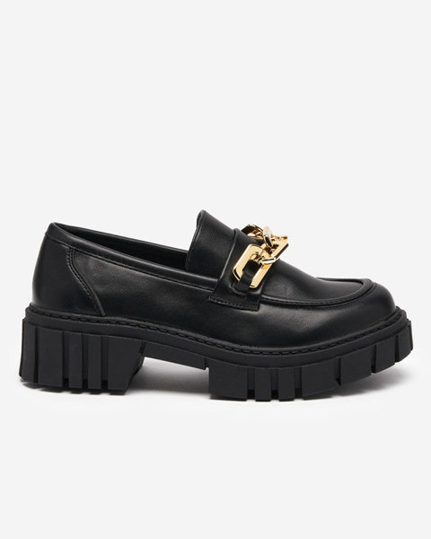 OUTLET Чорні жіночі туфлі з золотистим аксесуаром Plirose - Взуття