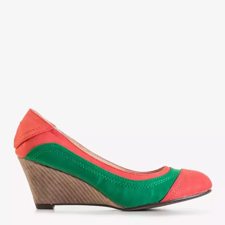 OUTLET Коралово-зелені жіночі туфлі на танкетці Linnea - Взуття