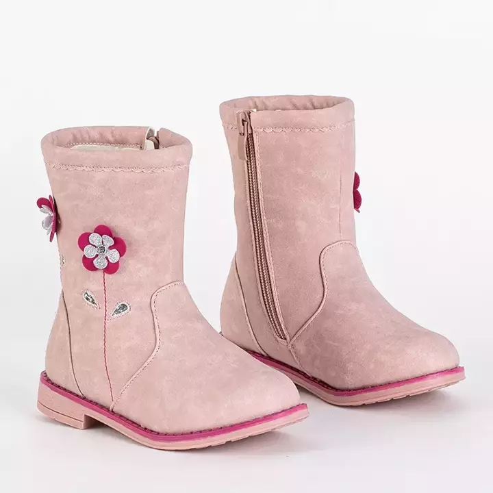 OUTLET Рожеві чоботи для дівчаток з декоративним верхом Amini-Shoes