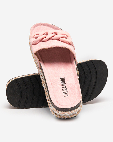 OUTLET Рожеві жіночі тапочки з декорованою підошвою Hillam - Взуття