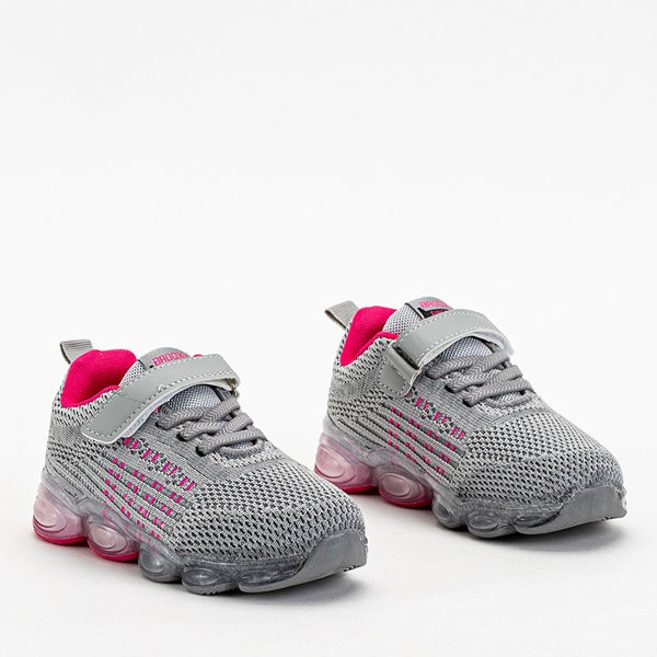 OUTLET Сіре спортивне взуття для дітей з рожевими елементами Doni - Взуття