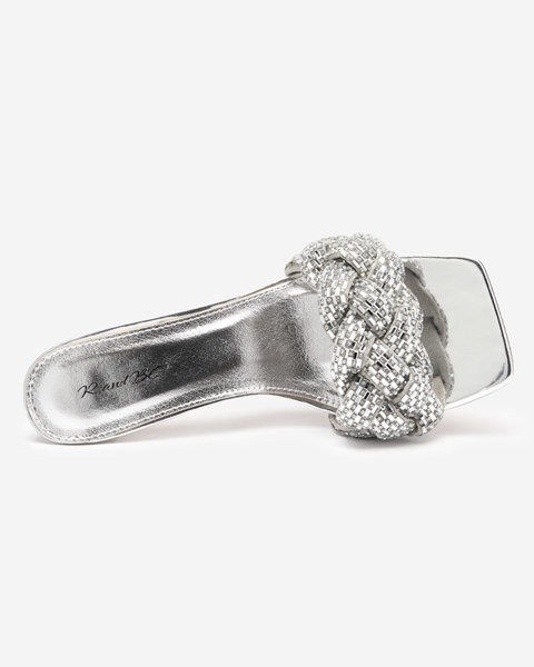 OUTLET Сріблясті лаковані тапочки Sipeno на низькому каблуці - Взуття