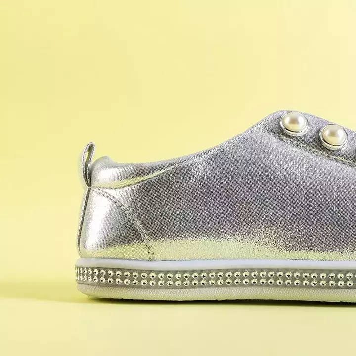 OUTLET Срібні дитячі сліпони з перлами Merina - Взуття