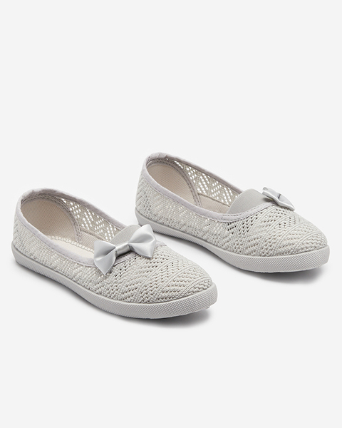 OUTLET Світло-сірі сліпони для дівчат з ажурним верхом Locuni-Shoes