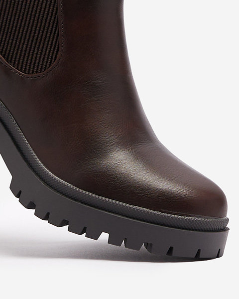 OUTLET Темно-коричневі жіночі черевики на стійці Foccillo- Footwear