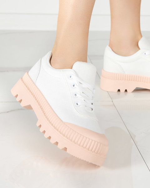 OUTLET Жіночі білі кросівки на рожевій підошві Comp - Взуття