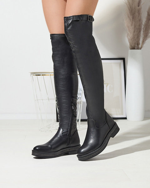 OUTLET Жіночі чоботи вище коліна чорного кольору Faberro- Footwear