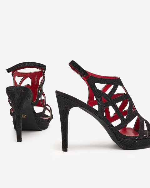 OUTLET Жіночі чорні босоніжки на високому каблуці з декоративною ниткою Firenso - Взуття