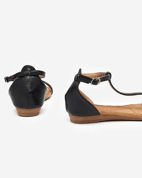 OUTLET Жіночі чорні босоніжки зі вставкою з еко-замші Selione - Взуття