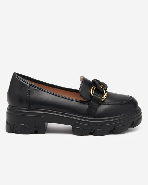 OUTLET Жіночі чорні туфлі на товстій підошві з декором Simero - Взуття