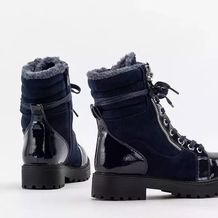 OUTLET Жіночі темно-сині частково лаковані чоботи Ginoko - Взуття