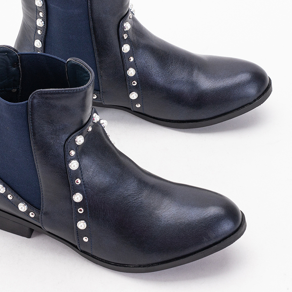 OUTLET Жіночі темно-сині черевики з перлами Наташа - Взуття