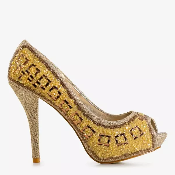 OUTLET Золоті жіночі туфлі з орнаментом Verdad - Взуття
