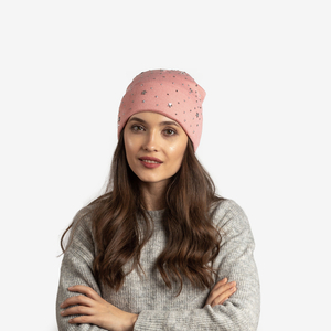 Рожева жіноча шапка з оздобленням