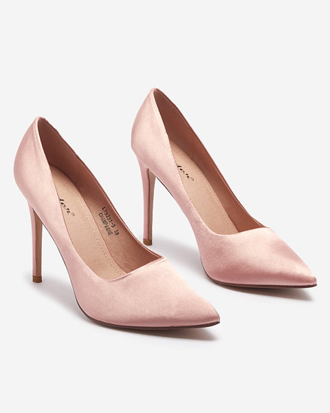 Рожеві жіночі атласні туфлі-човники на високій шпильці Norija - Взуття