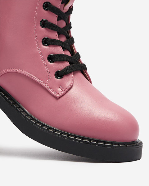 Рожеві жіночі черевики з екошкіри на плоскому каблуці Datorma- Взуття