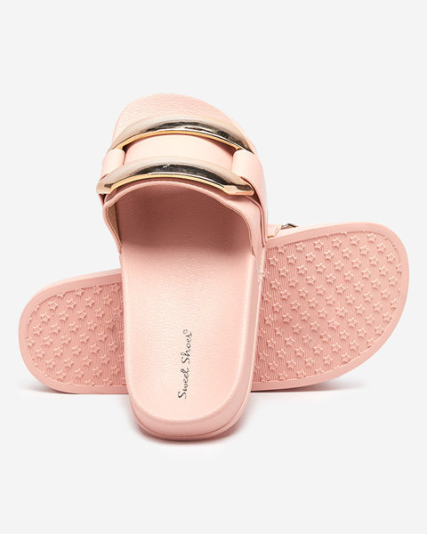 Рожеві жіночі тапочки з золотим орнаментом Serina - Взуття