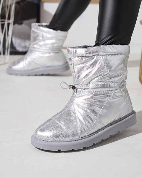 Сріблясті жіночі утеплені черевики а-ля снігоступи Kaliolen - Взуття