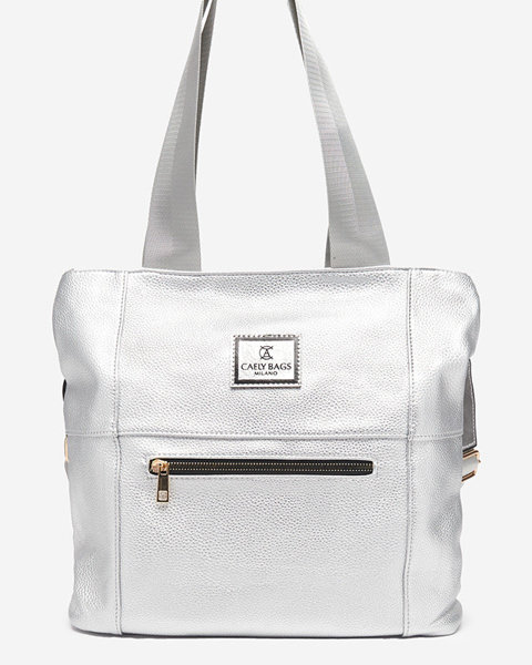 Срібна жіноча сумочка з екошкіри